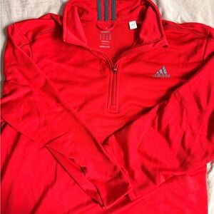 adidas Vibrant Red Quarter Zip Sweatshirt Jacket